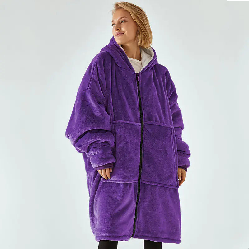 Amazon Thick Cozy Blanket with Hooded Robe for Comfort