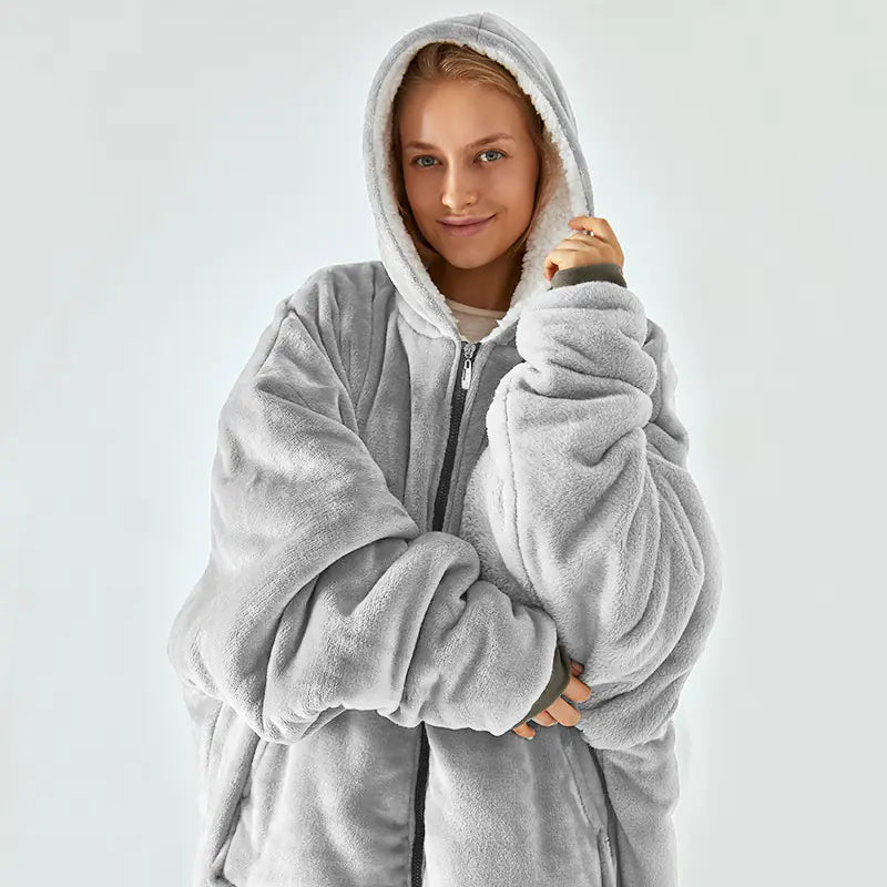 Amazon Thick Cozy Blanket with Hooded Robe for Comfort