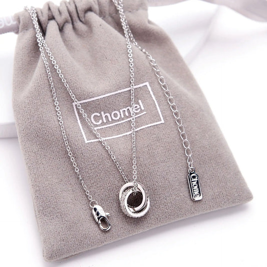Chomel S925 Silver Double Ring Necklace for Women